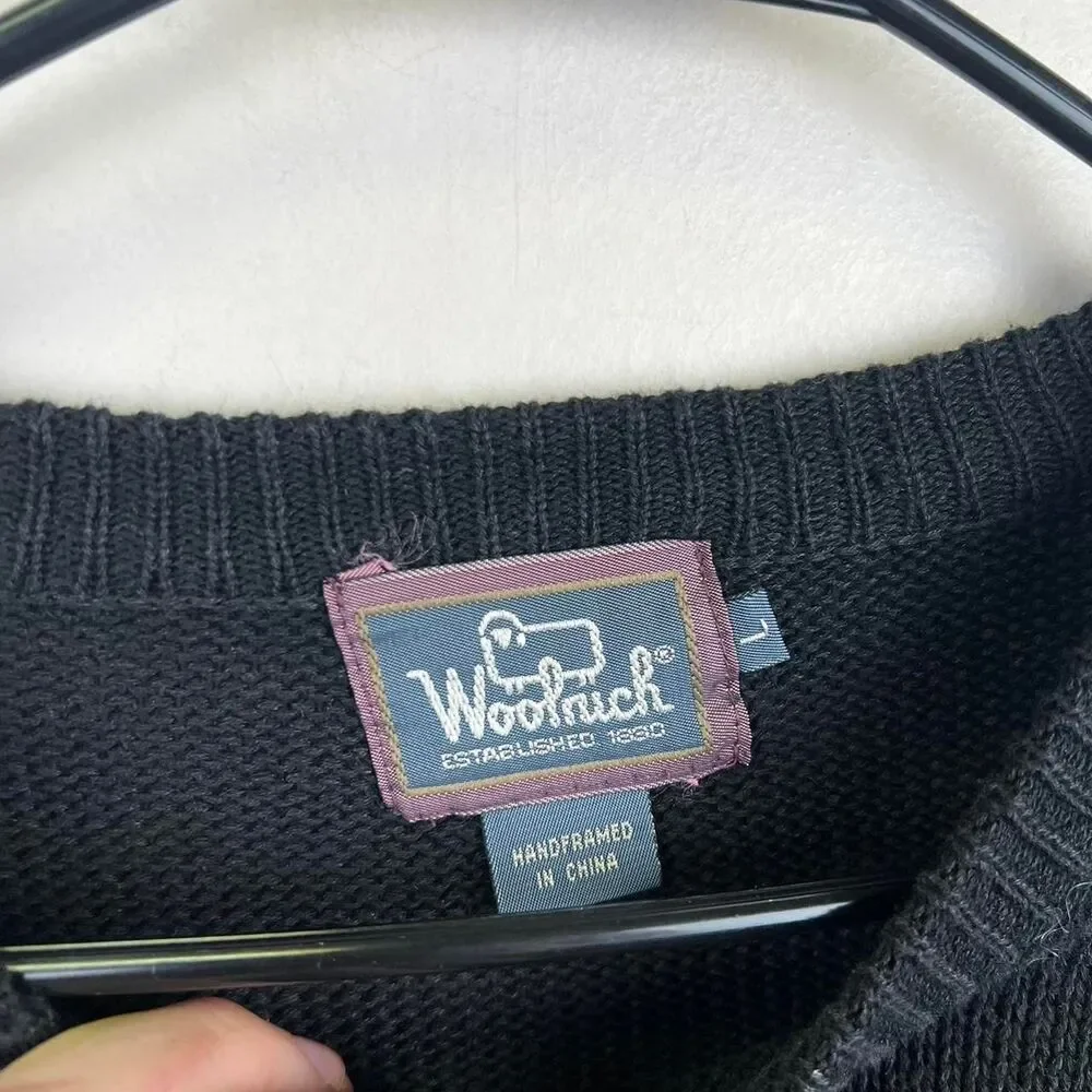 Vtg Woolrich Sweater Needlepoint Christmas Santa Claus Embroidered  Knit Size L - Picture 4 of 7